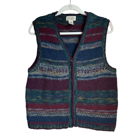 VTG Unisex Medium St John's Bay Wool Bl Knit Sweater Vest Old Money Preppy - Picture 1 of 9